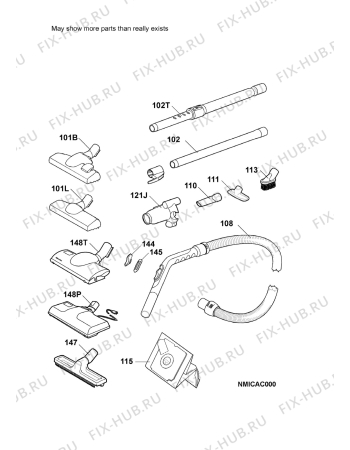 Взрыв-схема пылесоса Electrolux Z1037T - Схема узла Accessories